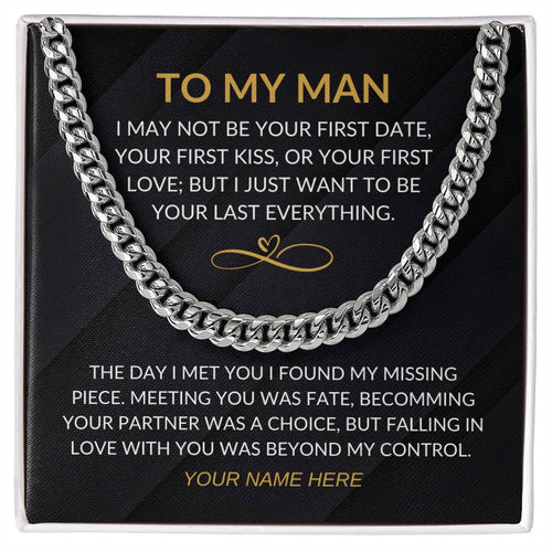 My Man - Infinity Heart - Cuban Chain Necklace with Custom Signature