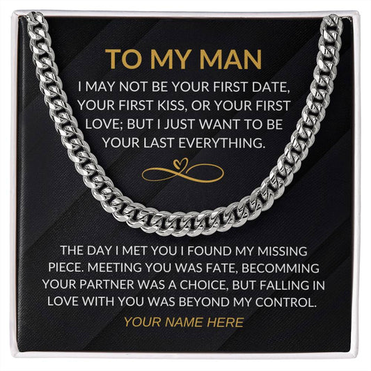 My Man - Infinity Heart - Cuban Chain Necklace with Custom Signature