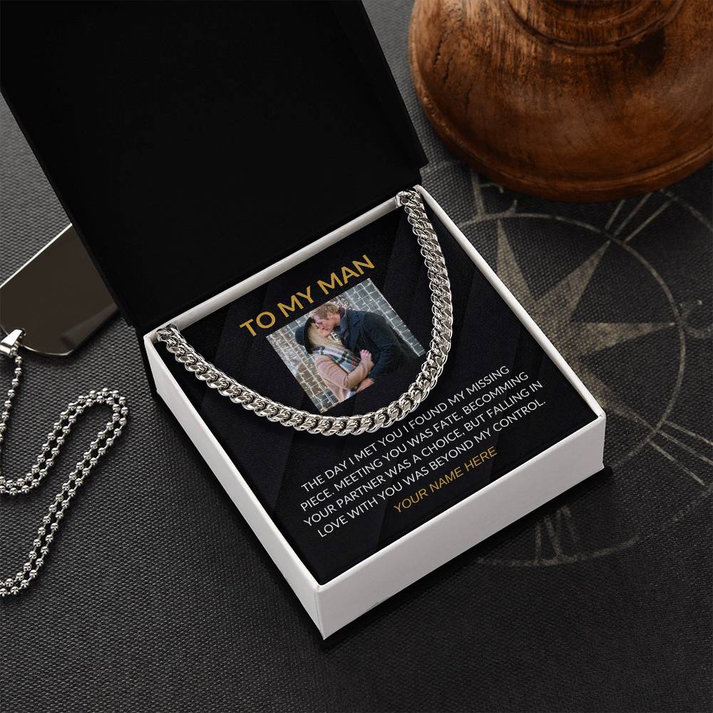 My Man - Personalized Photo and Signature - Cuban Chain Necklace for Men