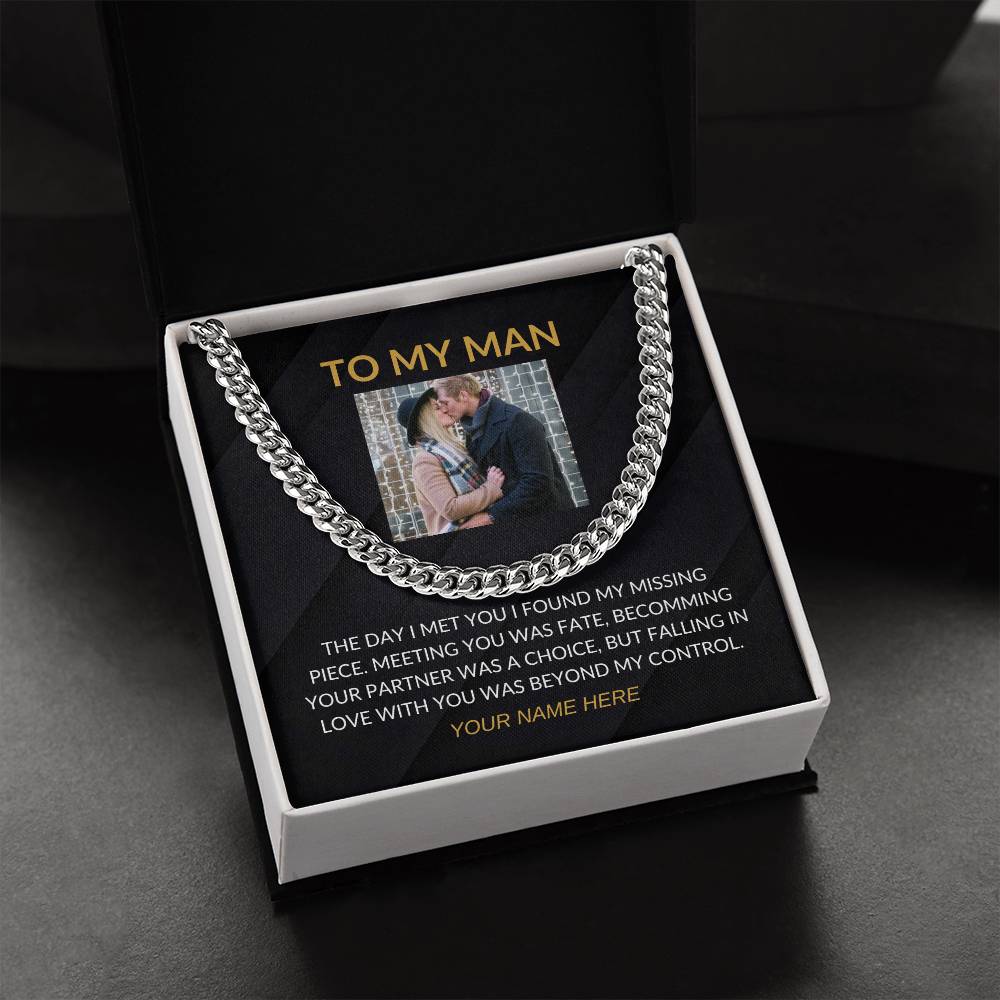 My Man - Personalized Photo and Signature - Cuban Chain Necklace for Men