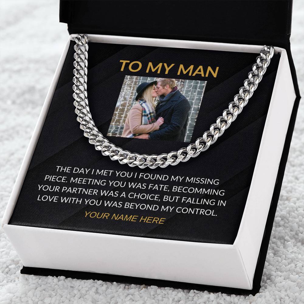 My Man - Personalized Photo and Signature - Cuban Chain Necklace for Men