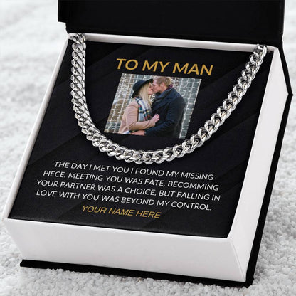 My Man - Personalized Photo and Signature - Cuban Chain Necklace for Men