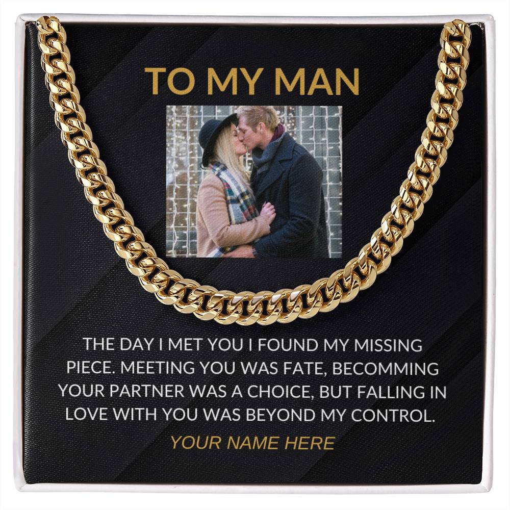 My Man - Personalized Photo and Signature - Cuban Chain Necklace for Men