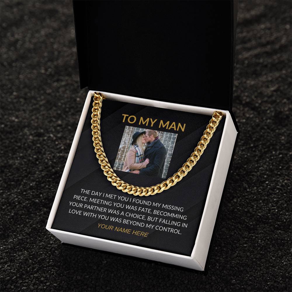 My Man - Personalized Photo and Signature - Cuban Chain Necklace for Men