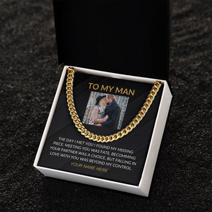 My Man - Personalized Photo and Signature - Cuban Chain Necklace for Men