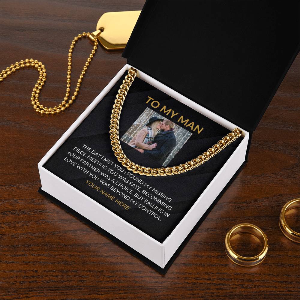 My Man - Personalized Photo and Signature - Cuban Chain Necklace for Men
