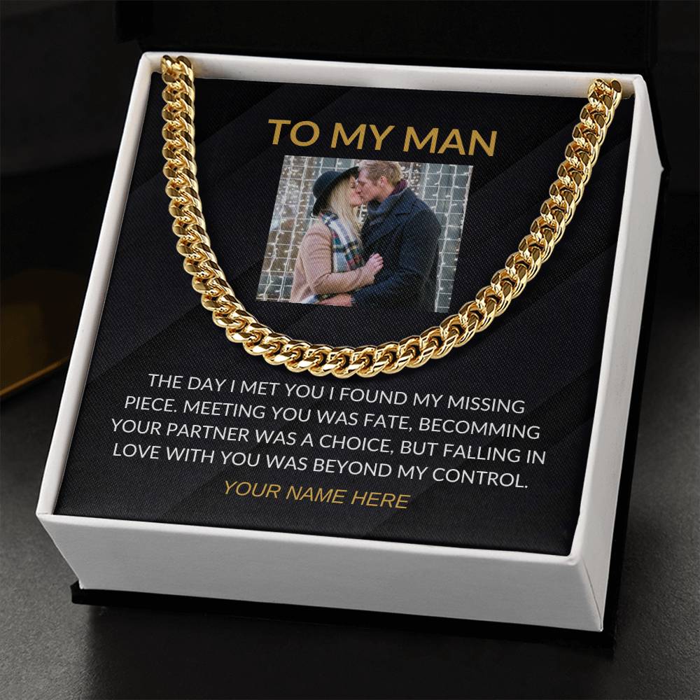My Man - Personalized Photo and Signature - Cuban Chain Necklace for Men