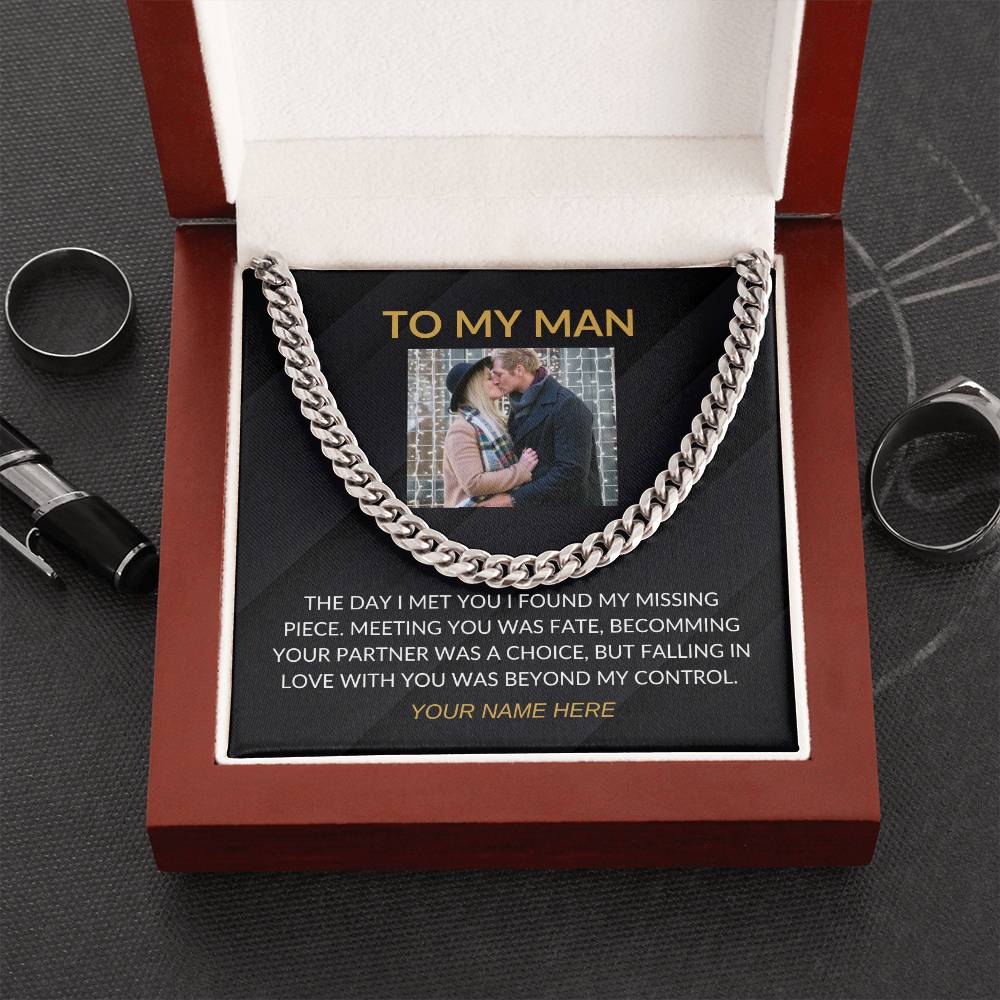 My Man - Personalized Photo and Signature - Cuban Chain Necklace for Men