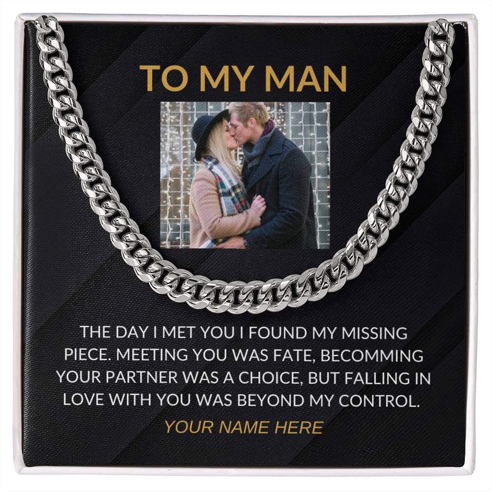 My Man - Personalized Photo and Signature - Cuban Chain Necklace for Men