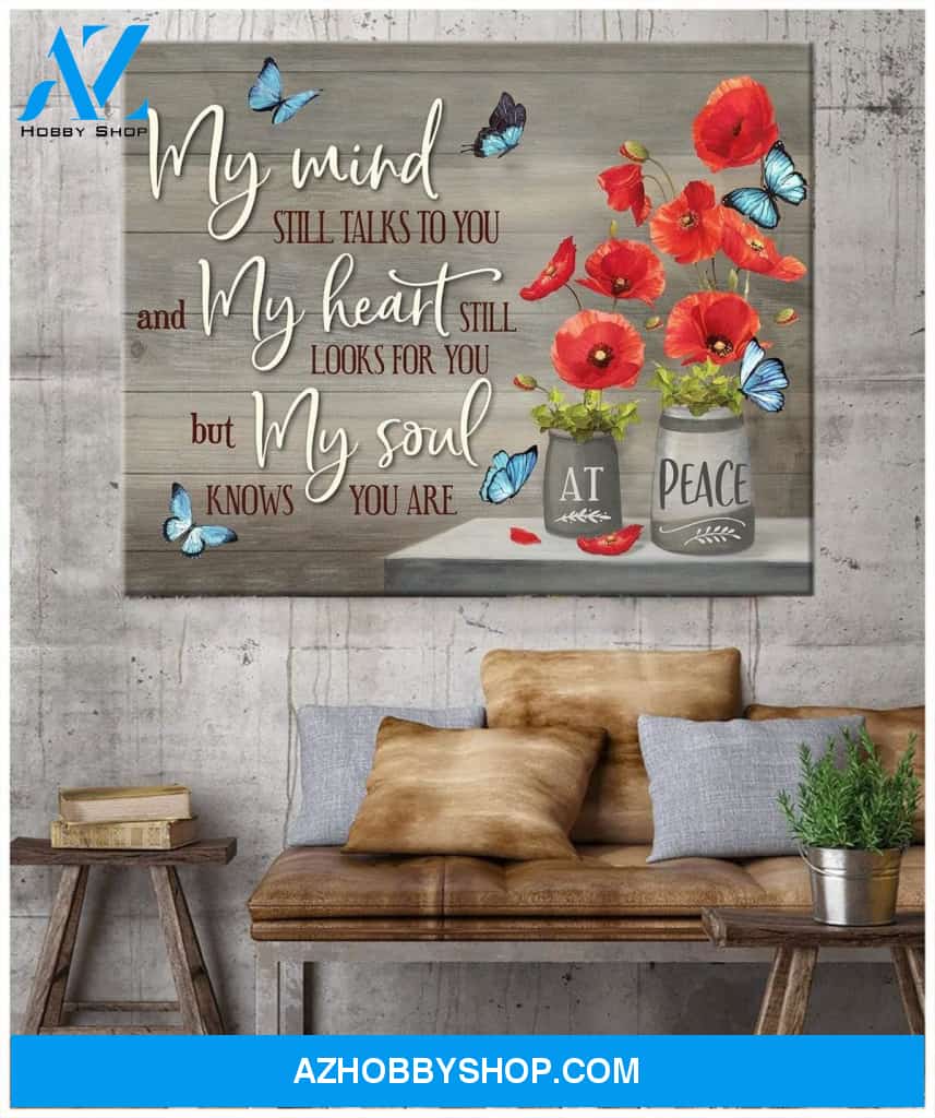 My Mind Poppy Butterfly Wall Art Canvas