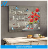 Zalooo My Mind Poppy Butterfly Wall Art Canvas