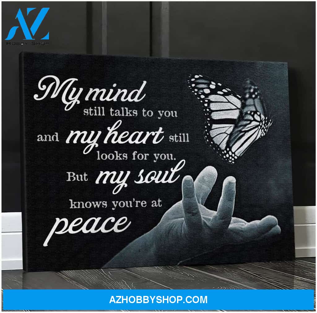 My Mind Still Talks To You Butterfly (Black) Wall Art Canvas