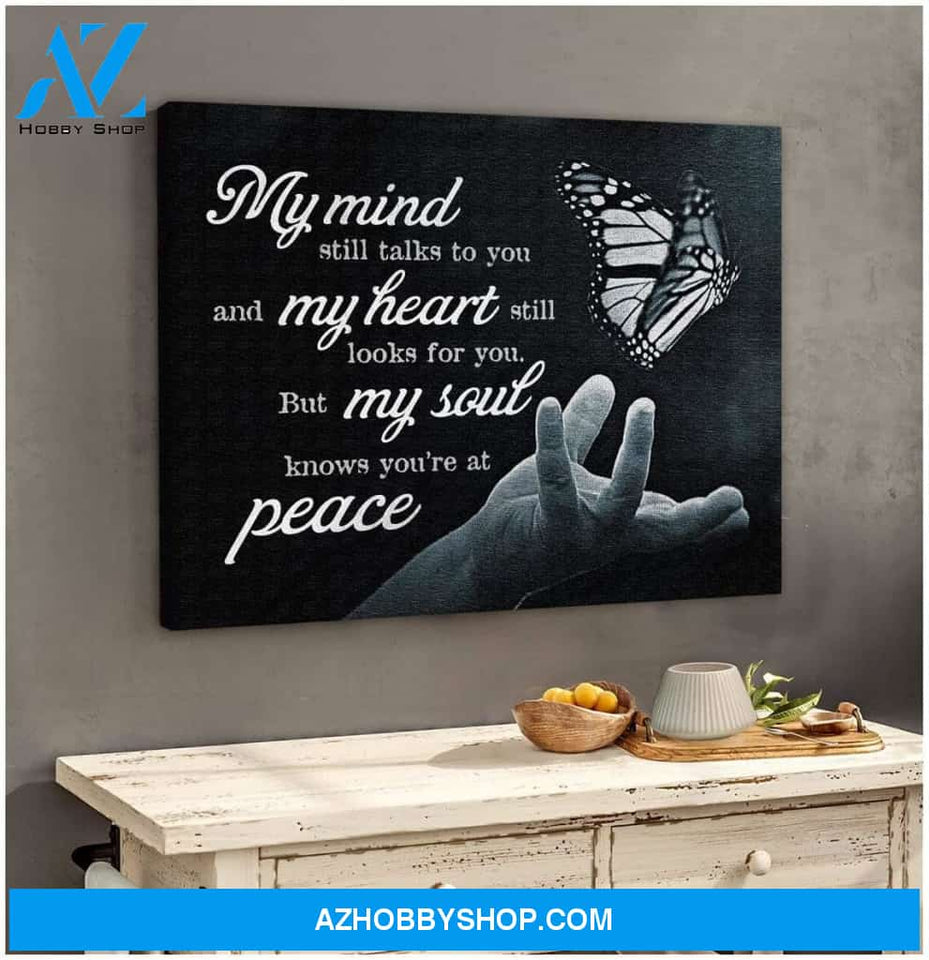 My Mind Still Talks To You Butterfly (Black) Wall Art Canvas