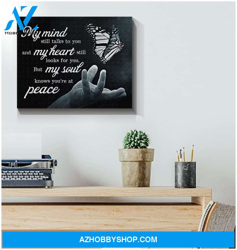 My Mind Still Talks To You Butterfly (Black) Wall Art Canvas
