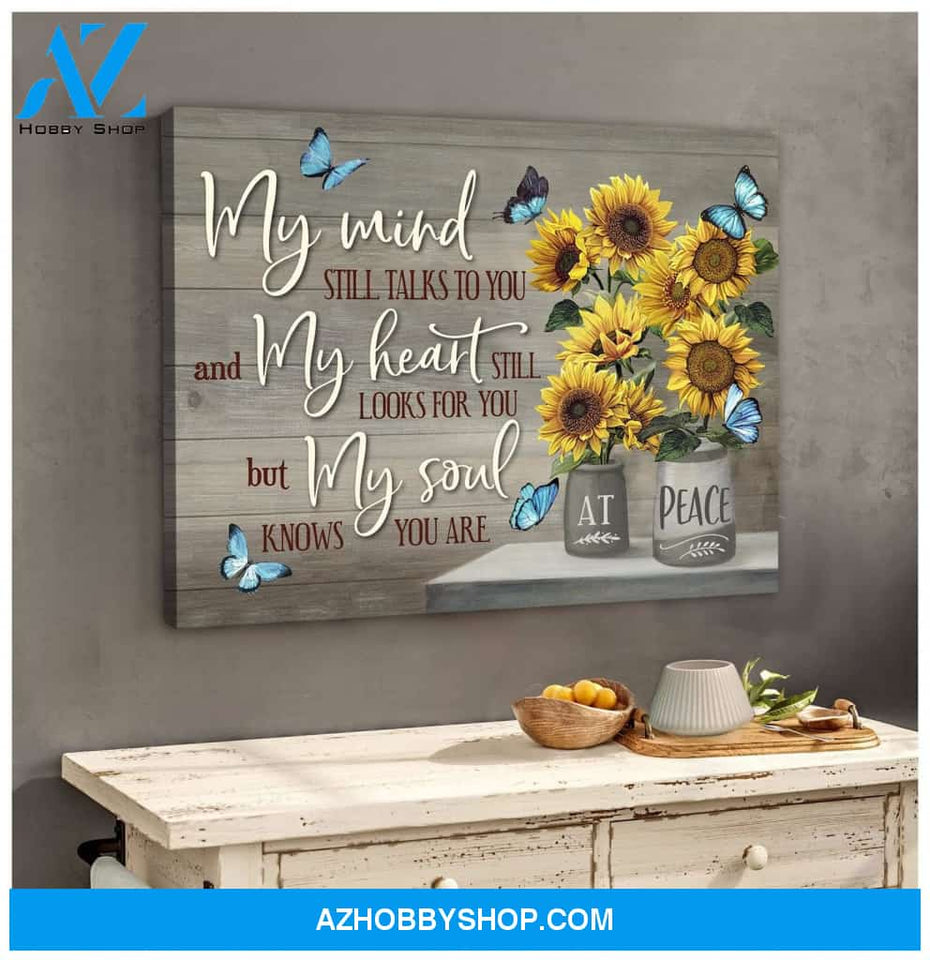 Zalooo My Mind Sunflower Butterfly Wall Art Canvas