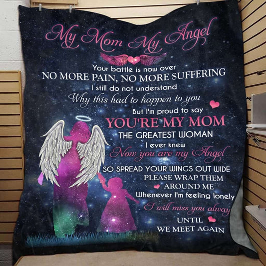 My Mom My Angel I Will Meet You Always Memorial Blanket Gift From Daughter Home Decor Bedding Couch Sofa Soft and Comfy Cozy