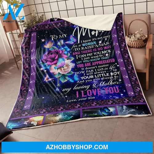 My Mom Butterfly It's Not Easy Gift From Son Fleece Blanket