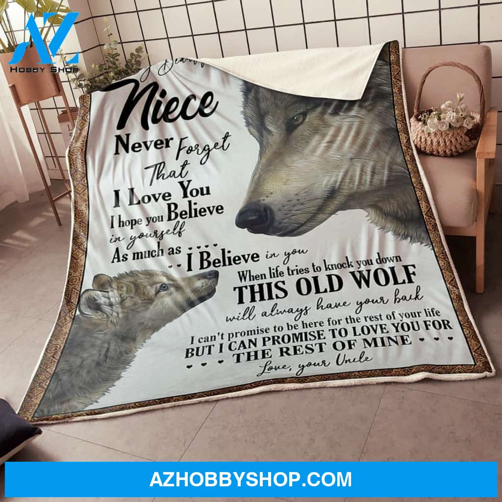 My Niece Wolf Believe In Yourself Gift From Uncle Fleece Blanket