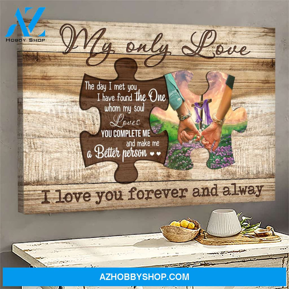 My only love - You complete me & make me a better person Couple Landscape Canvas Prints - Wall Art