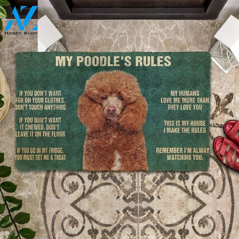 My Poodle's Rules Doormat Welcome Mat Housewarming Gift Home Decor Funny Doormat Gift For Dog Lovers