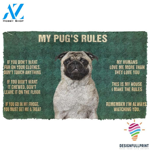 My Pug Rules Welcome Doormat NHD