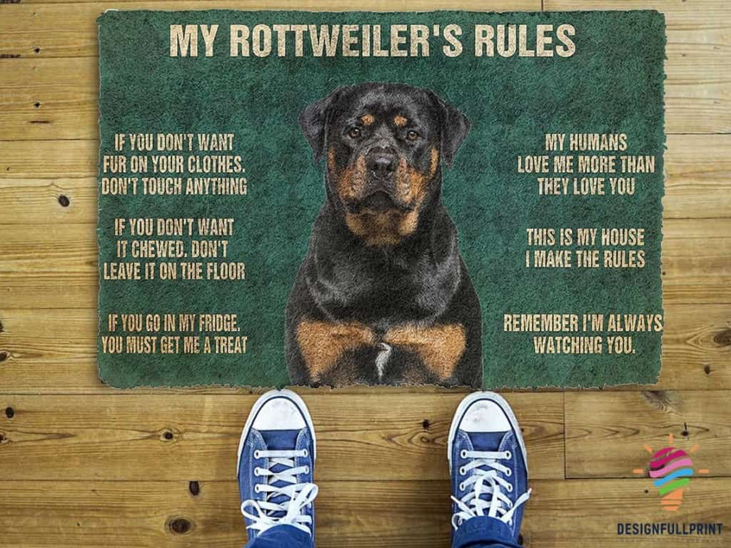 My Rottweiler Rules Welcome Non-Slip Rubber Backing Doormat Or Coir Doormat NHD