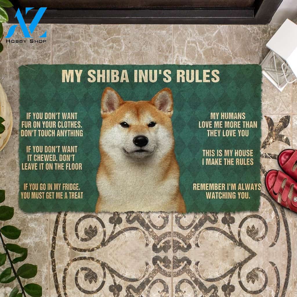 Gearhumans Gearhuman 3D My Shiba Inu's Rules Doormat