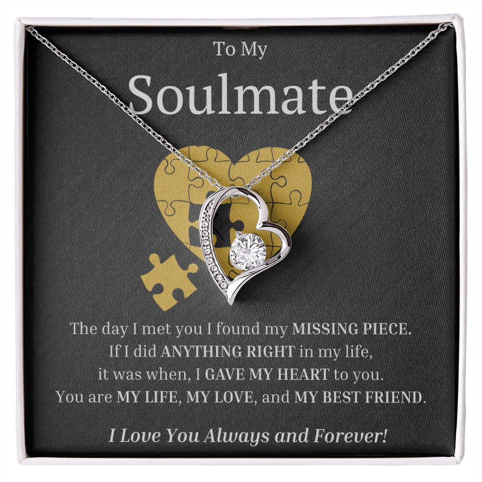 My Soulmate My Missing Puzzle Piece Forever Love Heart Necklace