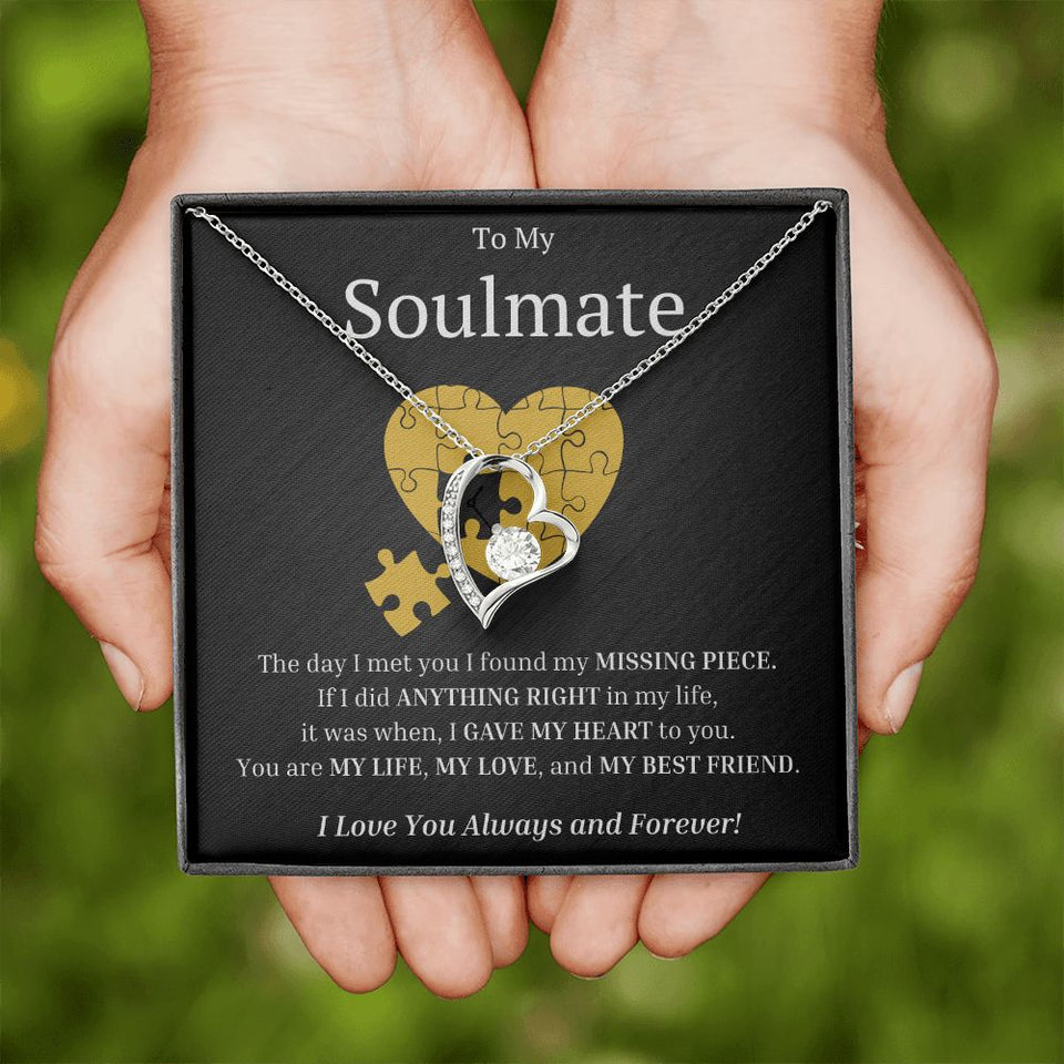 My Soulmate My Missing Puzzle Piece Forever Love Heart Necklace