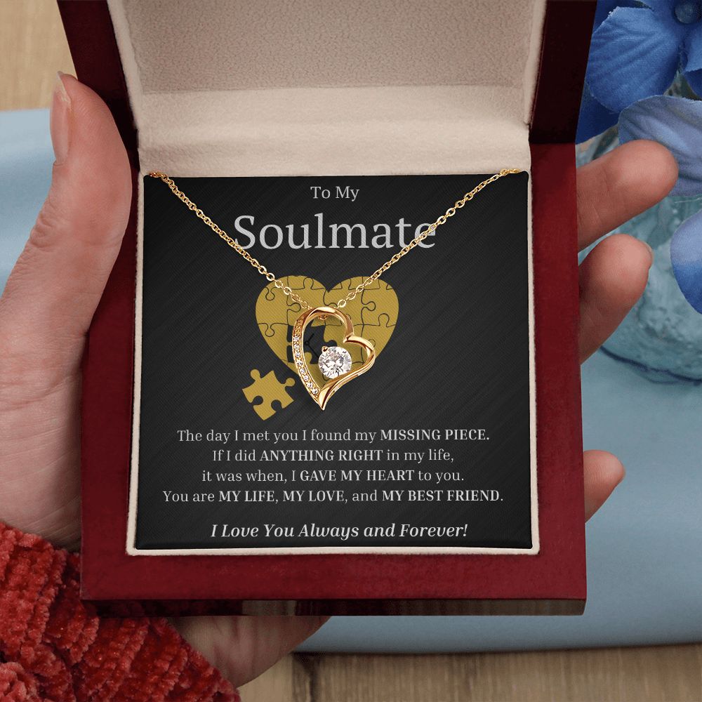 My Soulmate My Missing Puzzle Piece Forever Love Heart Necklace