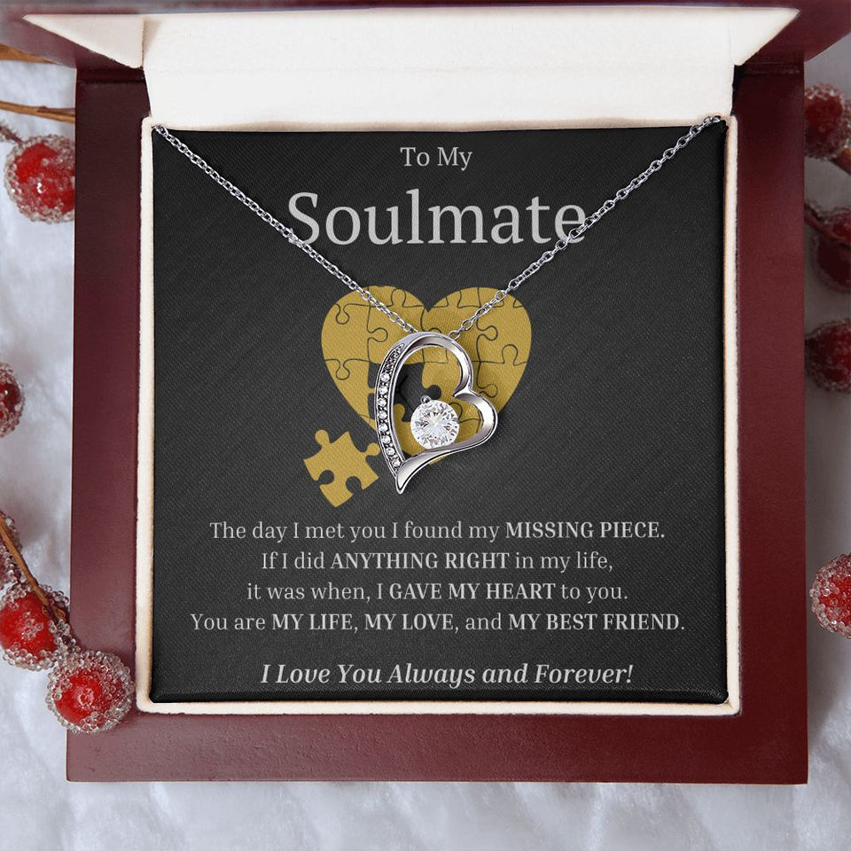 My Soulmate My Missing Puzzle Piece Forever Love Heart Necklace