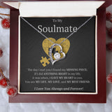 My Soulmate My Missing Puzzle Piece Forever Love Heart Necklace