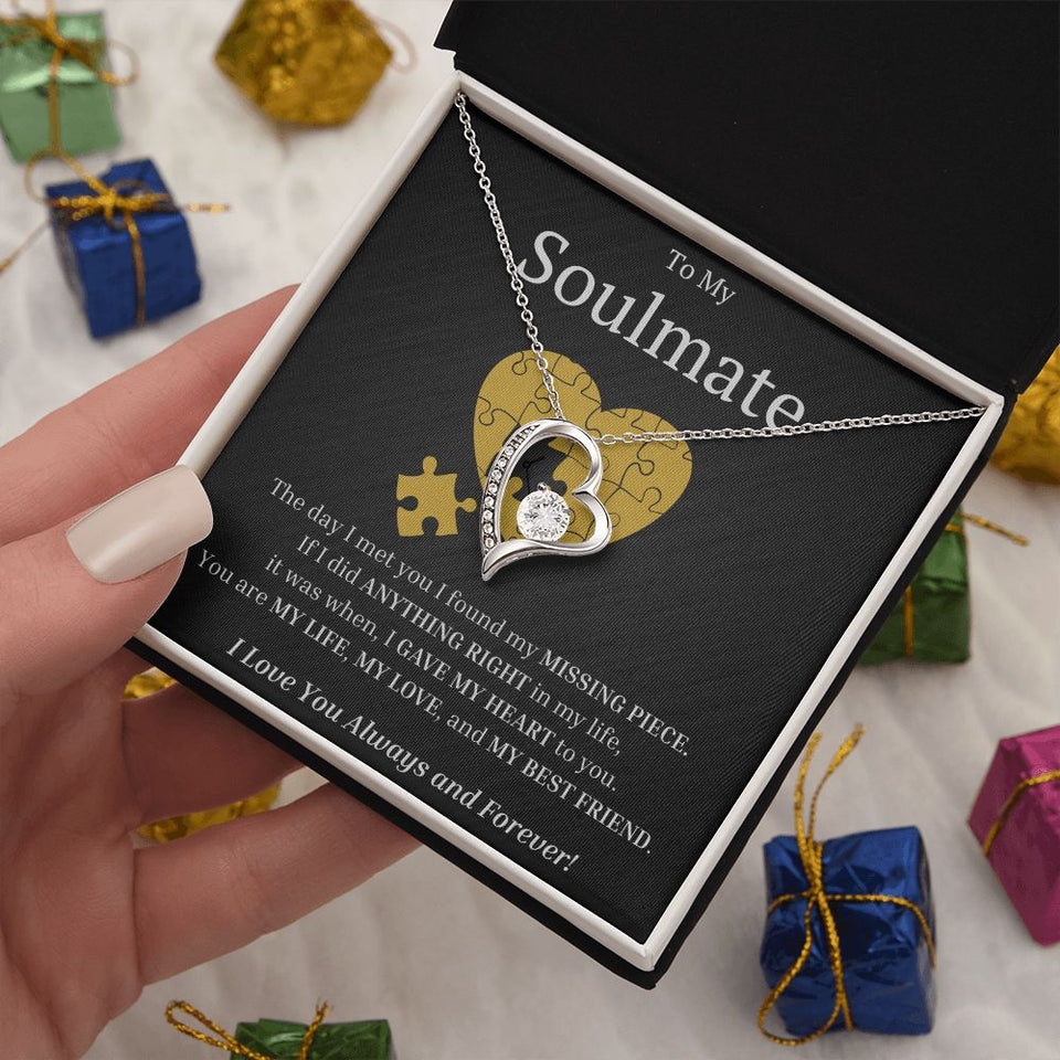 My Soulmate My Missing Puzzle Piece Forever Love Heart Necklace