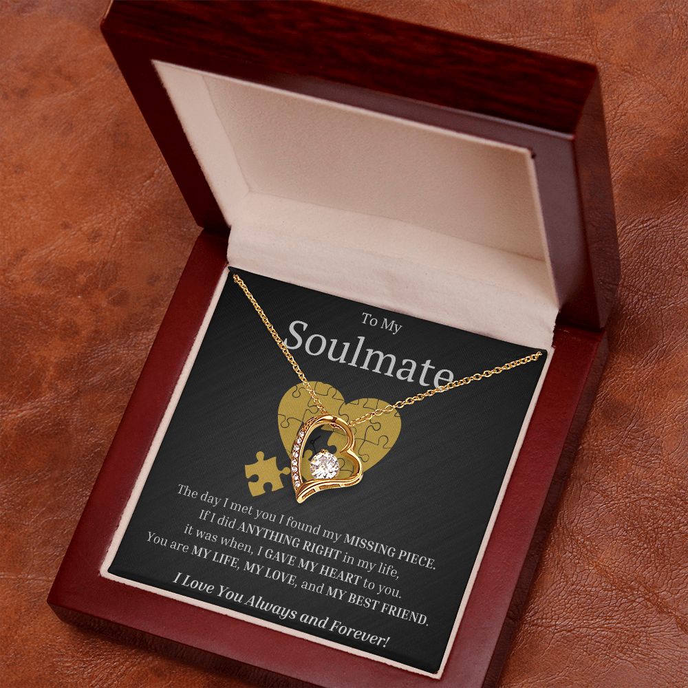 My Soulmate My Missing Puzzle Piece Forever Love Heart Necklace