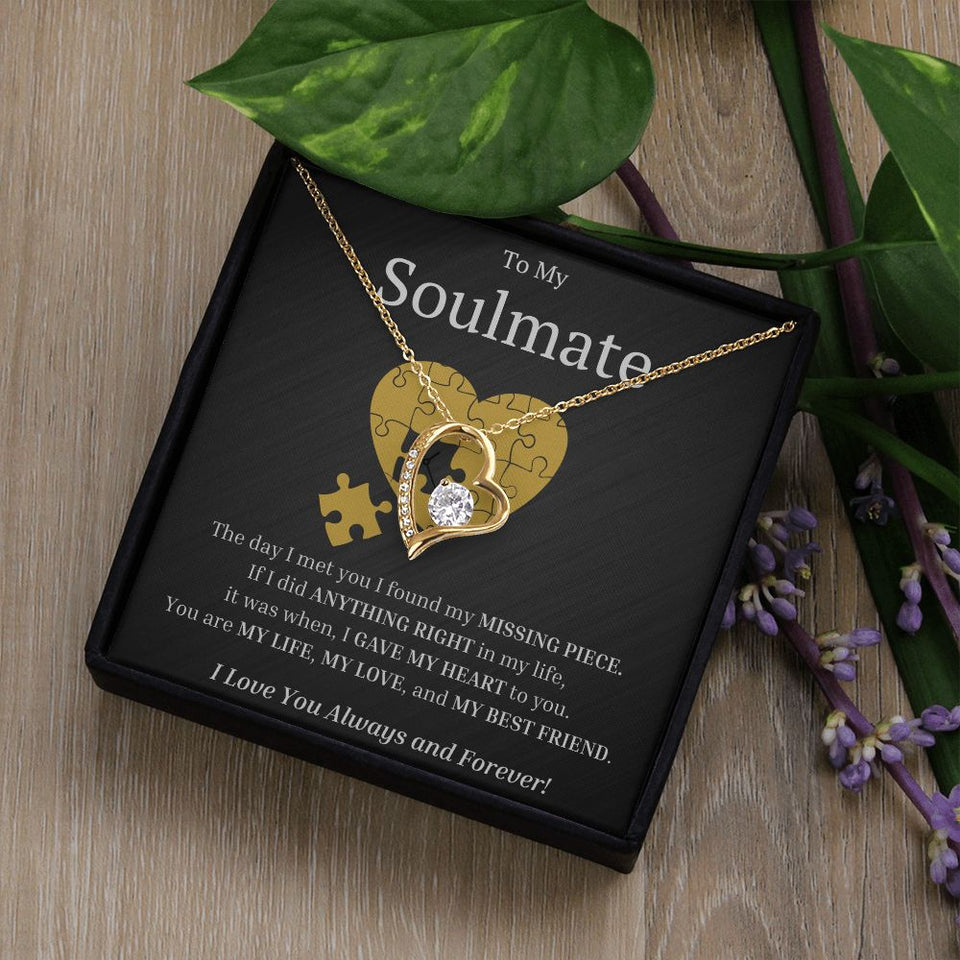 My Soulmate My Missing Puzzle Piece Forever Love Heart Necklace