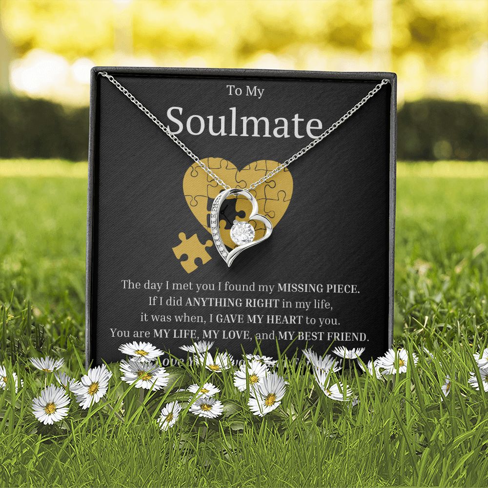 My Soulmate My Missing Puzzle Piece Forever Love Heart Necklace