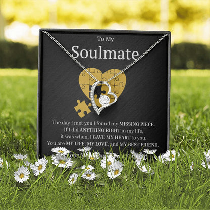 My Soulmate My Missing Puzzle Piece Forever Love Heart Necklace