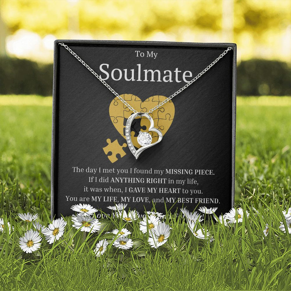 My Soulmate My Missing Puzzle Piece Forever Love Heart Necklace