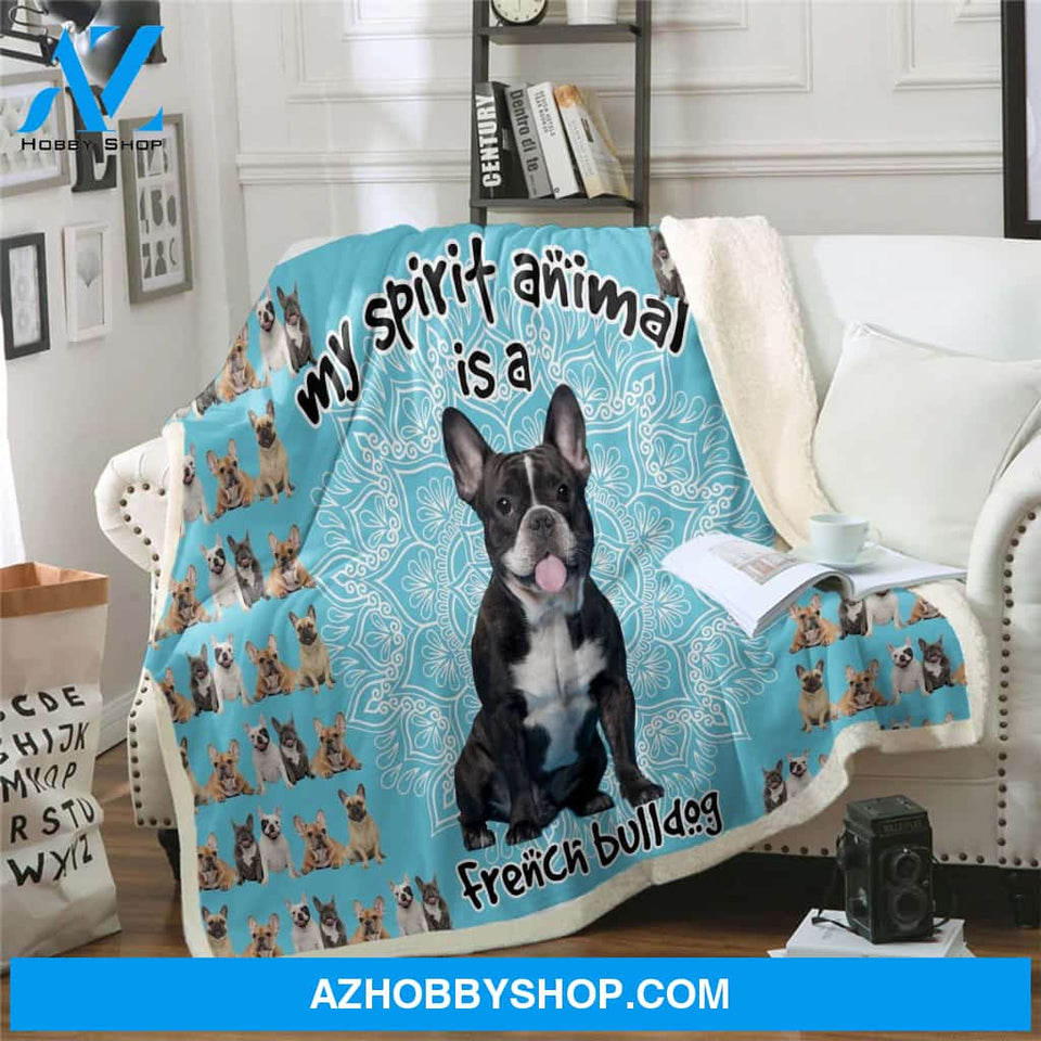 My Spirit Animal Is French Bulldog Mandala Blanket Gift For Dog Lovers Birthday Gift Home Decor Bedding Couch Sofa Soft and Comfy Cozy