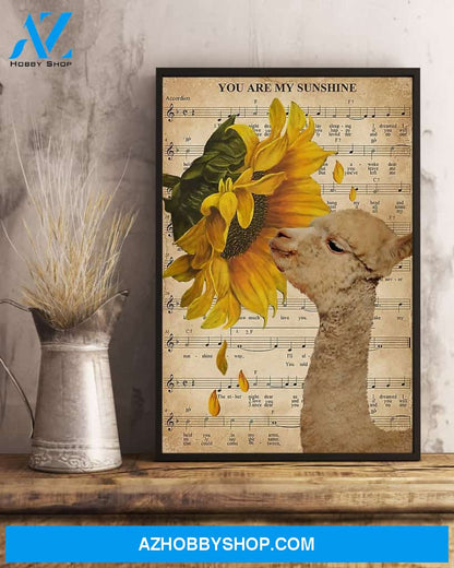 My Sunshine Alpaca Vertical Canvas Prints, Wall Decor Visual Art