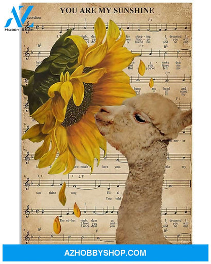 My Sunshine Alpaca Vertical Canvas Prints, Wall Decor Visual Art