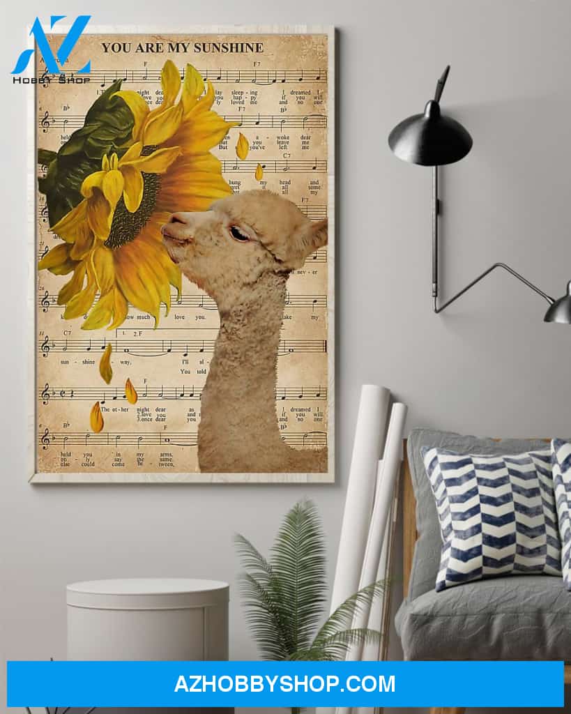 My Sunshine Alpaca Vertical Canvas Prints, Wall Decor Visual Art