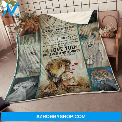 My Wife Lion Couple How Much You Mean To Me Gift From Husband Fleece Blanket