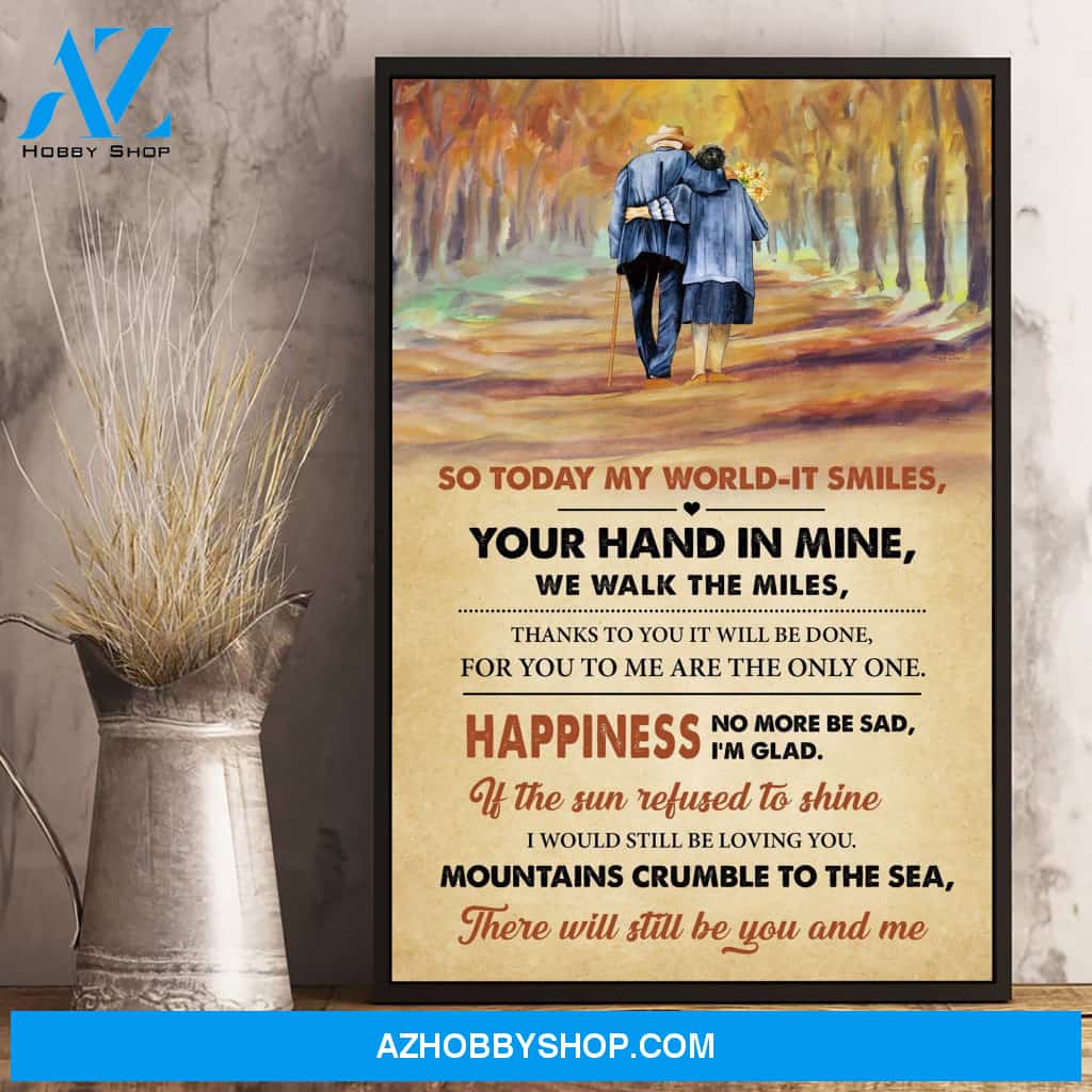 My World Is Smile When Your Hand In Mine Canvas And Poster, Wall Decor Visual Art Gift Father's Day