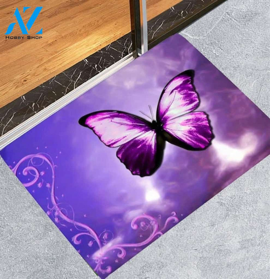 Mysterious Purple Butterfly Funny Doormat Gift for Friend Family Birthday Gift Home Decor Warm House Gift Welcome Mat