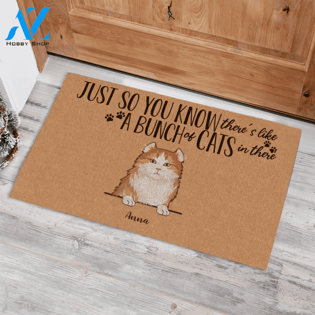 Naive Cat Just So You Know There's Like A Bunch Of Cats Custom Name Printed Doormat Home Decor