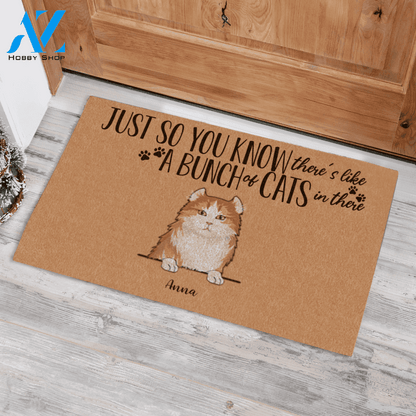 Naive Cat Just So You Know There's Like A Bunch Of Cats Custom Name Printed Doormat Home Decor