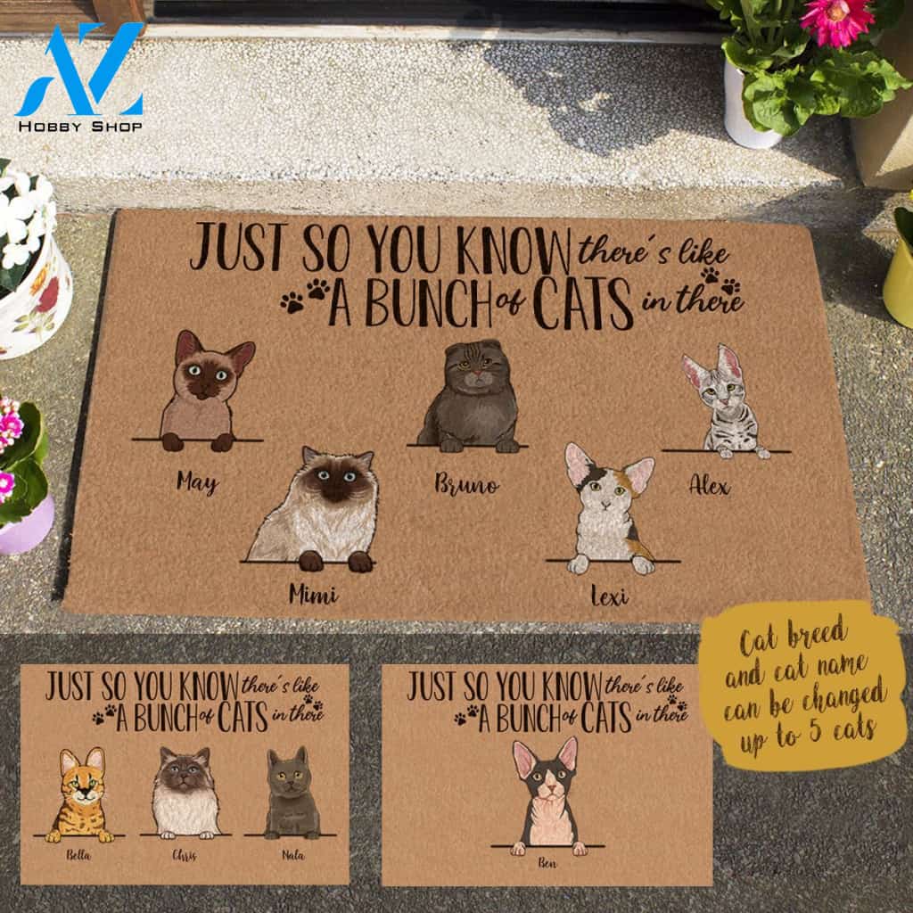 Naive Cat Just So You Know There's Like A Bunch Of Cats Custom Name Printed Doormat Home Decor