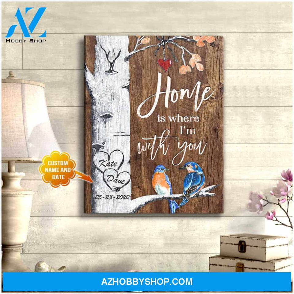 Name and Date Canvas with you Bluebird Wall Art Decor