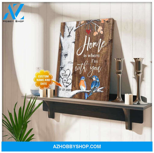 Name and Date Canvas with you Bluebird Wall Art Decor